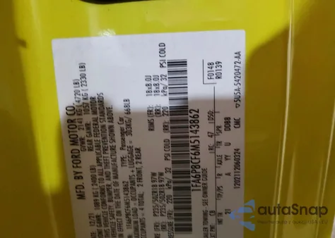 2021 Ford Mustang Gt из США, поврежденный, VIN 1FA6P8CF6M5143862